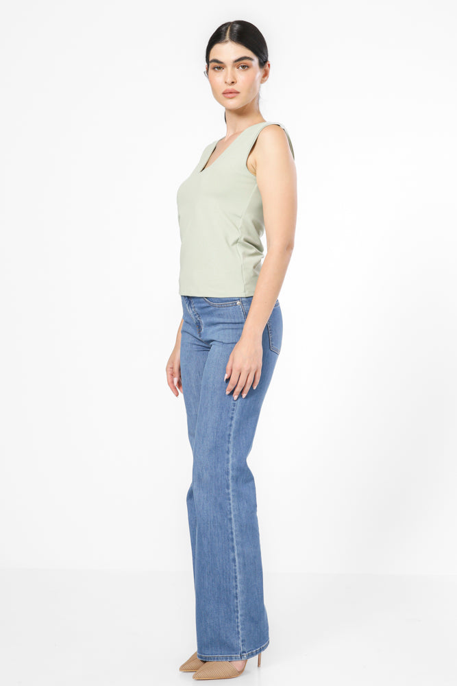 טופ אלסטי מפתח עמוק בצבע ירוק 