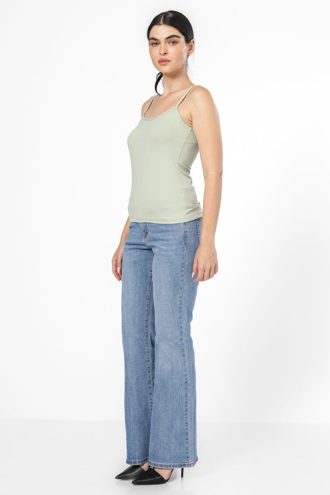 טופ אלסטי כתפיות בצבע ירוק