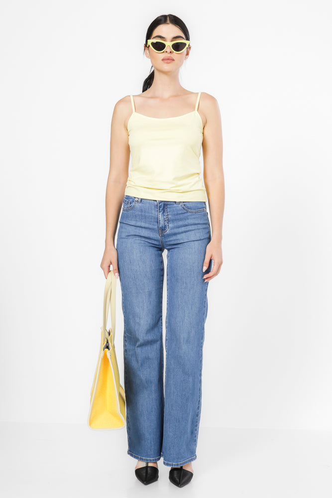 טופ אלסטי כתפיות בצבע צהוב