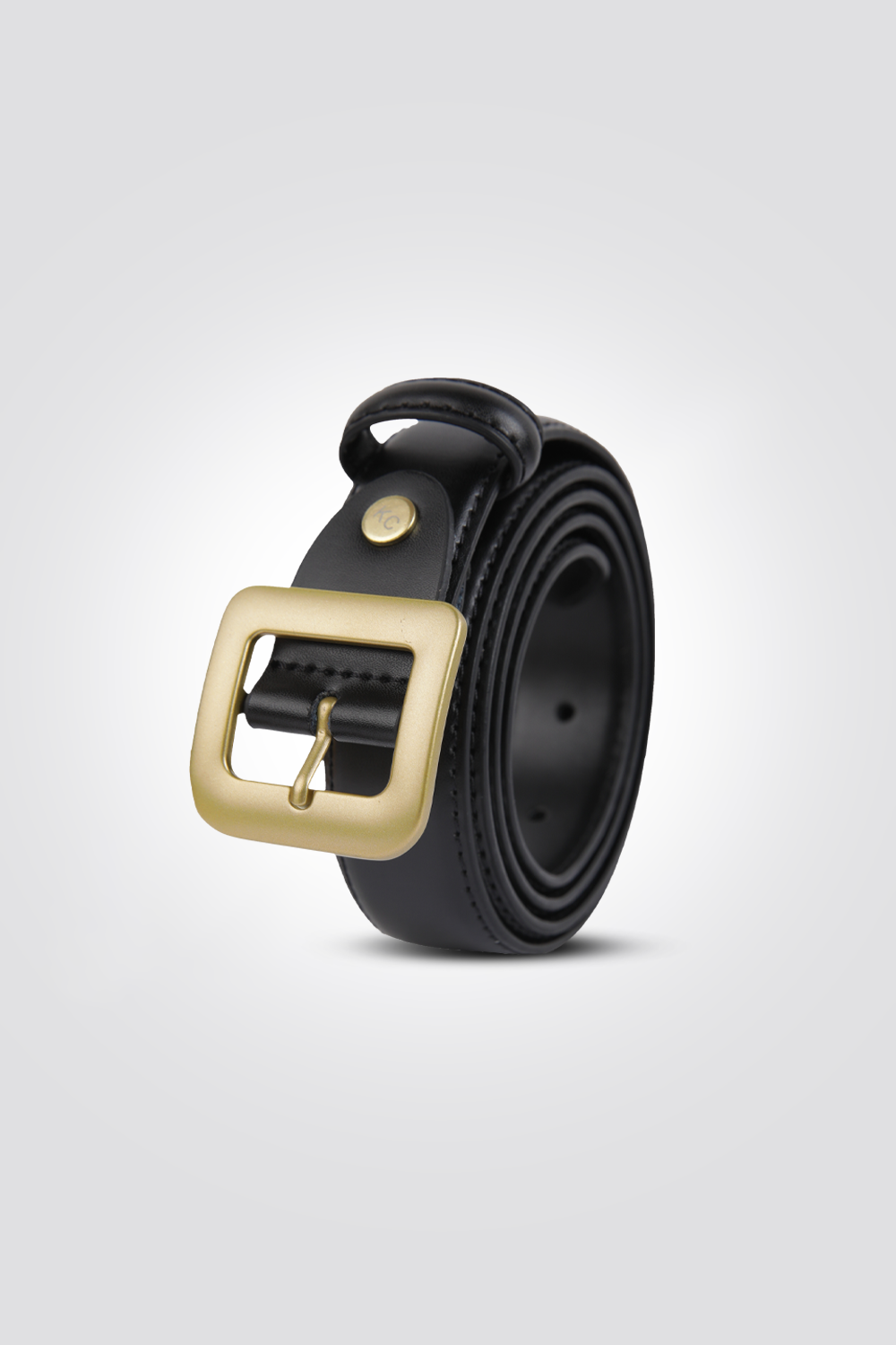 חגורת עור דקה אבזם מוזהב בצבע שחור