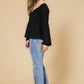 חולצת פליסה שרוול ארוך בצבע שחור - 2