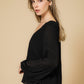 חולצת פליסה שרוול ארוך בצבע שחור - 3