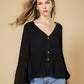 חולצת פליסה שרוול ארוך בצבע שחור - 4