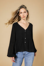 חולצת פליסה שרוול ארוך בצבע שחור