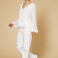 חולצת פליסה שרוול ארוך בצבע לבן - 2