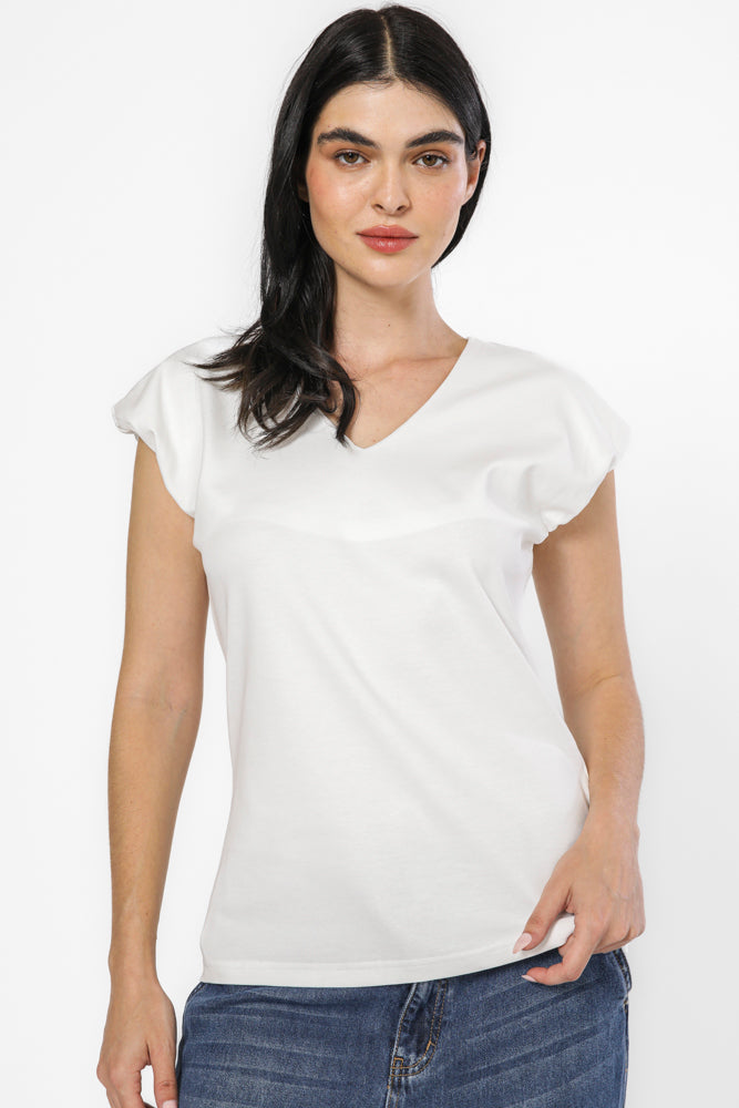 טי כותנה בצבע לבן