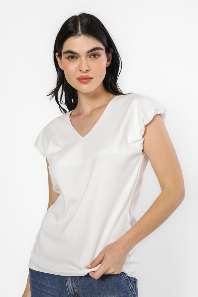 טי כותנה בצבע לבן