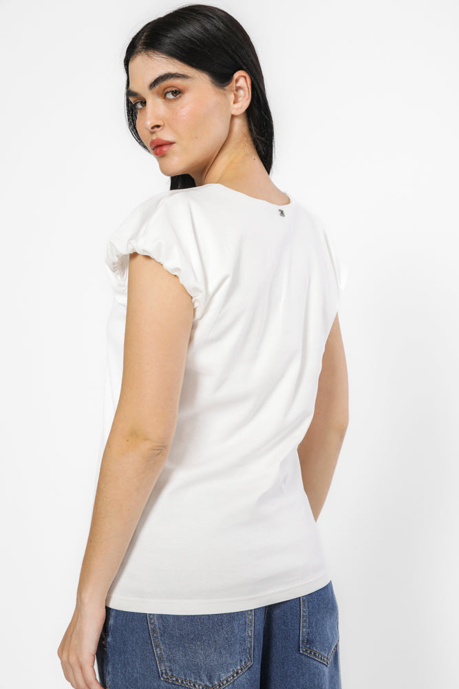 טי כותנה בצבע לבן