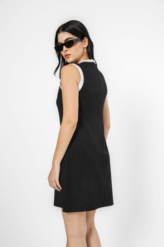 שמלת ג'רסי ללא שרוולים בצבע שחור