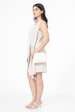 שמלה ללא שרוולים עם קשר בצבע אבן