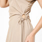שמלה עם קשירה בצדדים בצבע בז' - 4