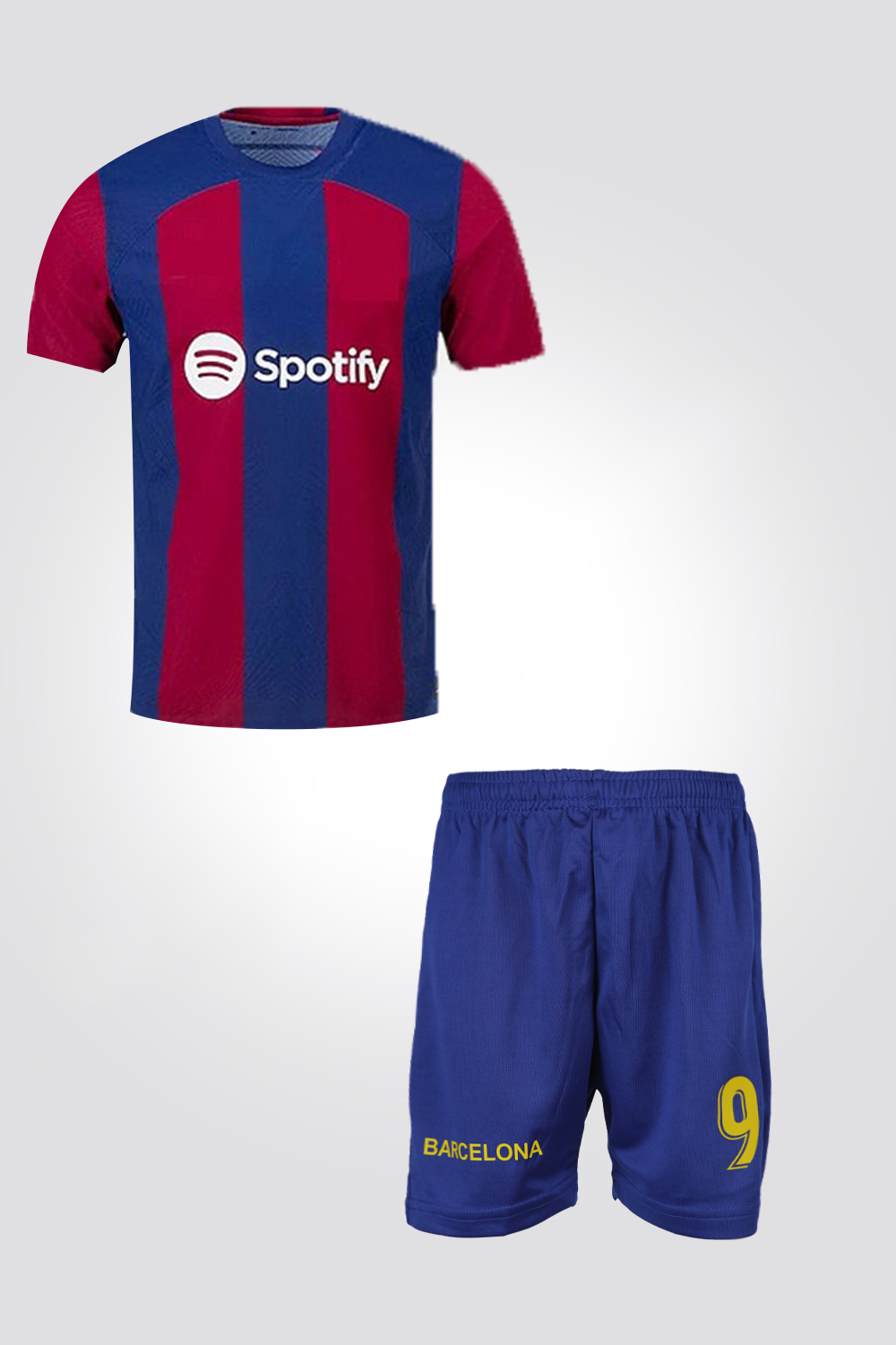 חליפת כדורגל לילדים ברצלונה לבנדובסקי בצבע כחול ואדום