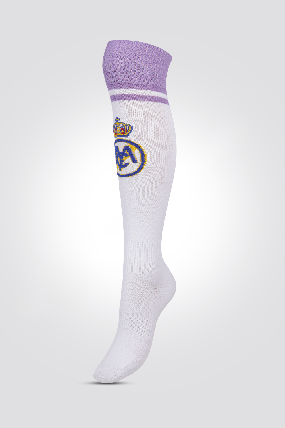 גרבי כדורגל לילדים מדריד בצבע לבן וסגול