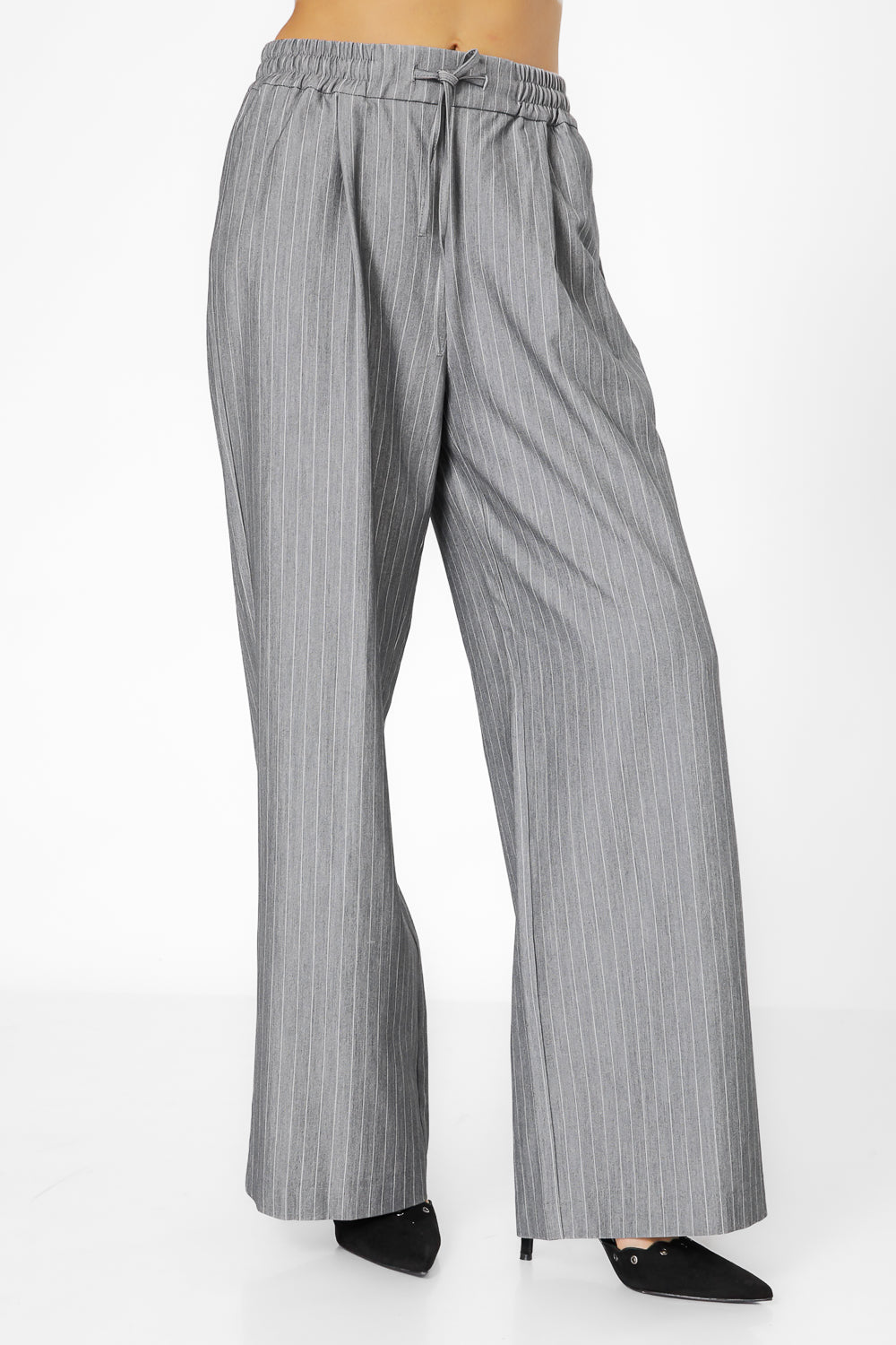 מכנסיים ארוכים עם פסים בצבע אפור | קנת קול
