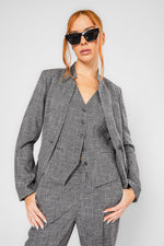 בלייזר משבצות בצבע אפור | קנת קול