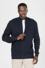 סריג קרדיגן עם רוכסן בצבע נייבי