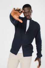 סריג קרדיגן עם רוכסן בצבע נייבי