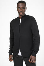 סריג קרדיגן עם רוכסן בצבע שחור