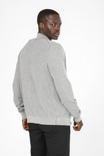 סריג קרדיגן עם רוכסן בצבע אפור בהיר