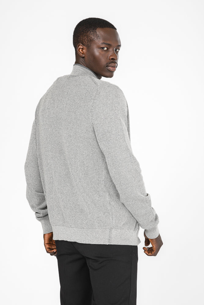 סריג קרדיגן עם רוכסן בצבע אפור בהיר