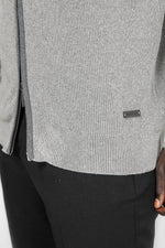 סריג קרדיגן עם רוכסן בצבע אפור בהיר