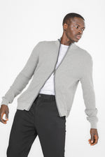 סריג קרדיגן עם רוכסן בצבע אפור בהיר