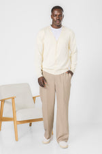 סריג קרדיגן קלאסי בצבע שמנת