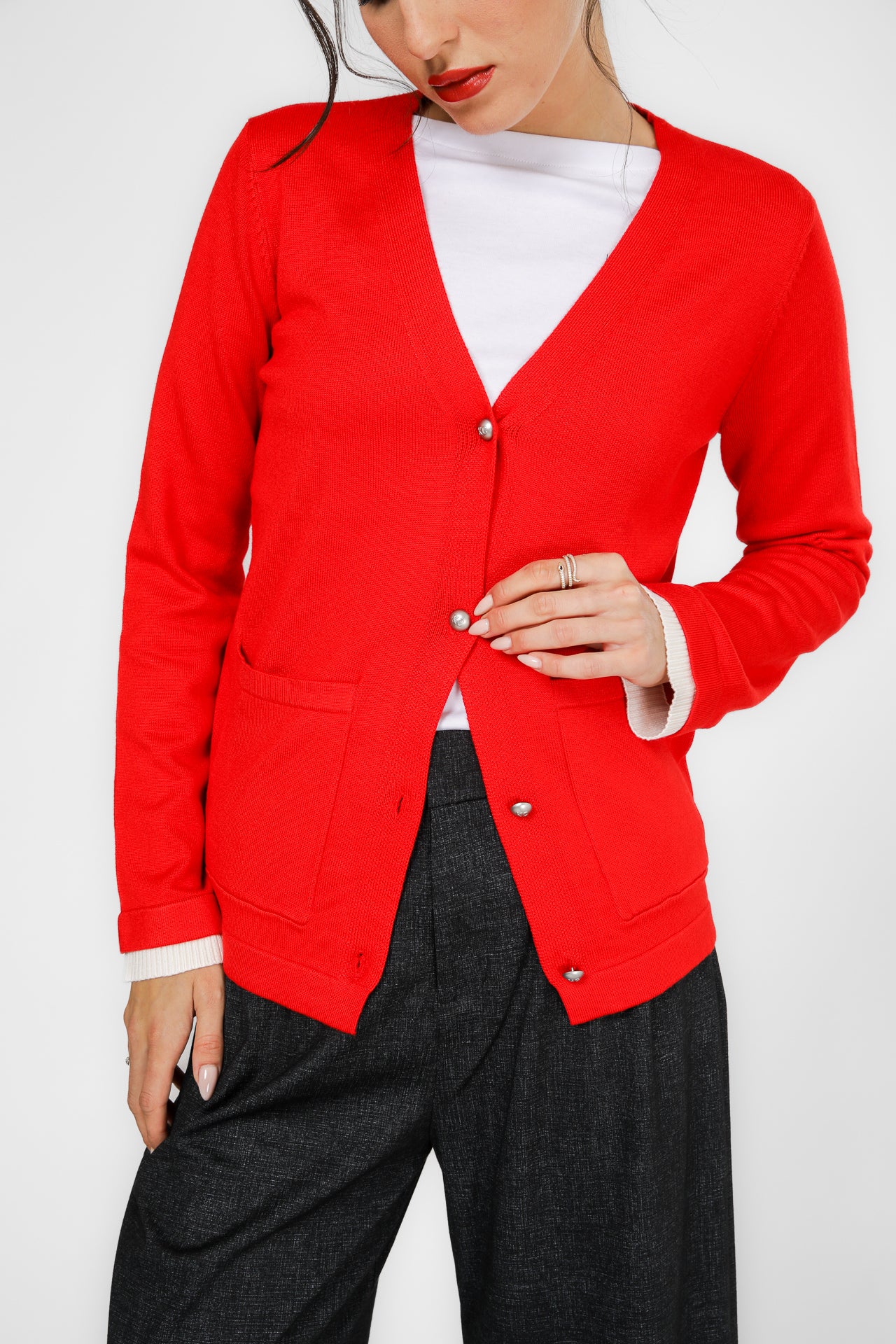 קרדיגן בייסיק צווארון וי | קנת קול