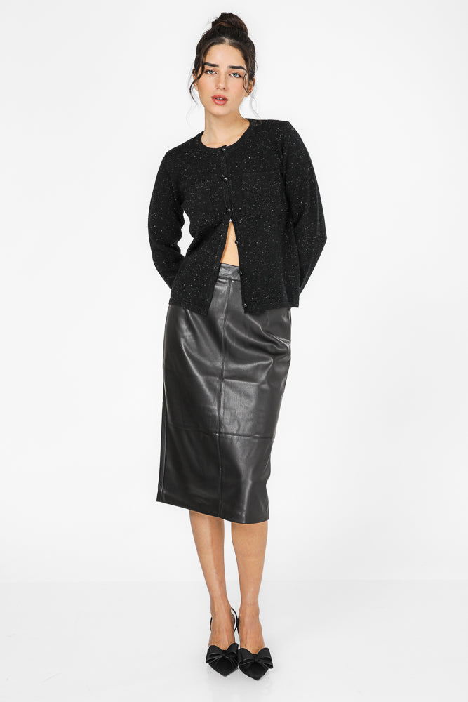 קרדיגן סריג מנצנץ בצבע שחור | קנת קול