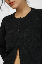קרדיגן סריג מנצנץ בצבע שחור | קנת קול