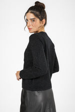 קרדיגן סריג מנצנץ בצבע שחור | קנת קול