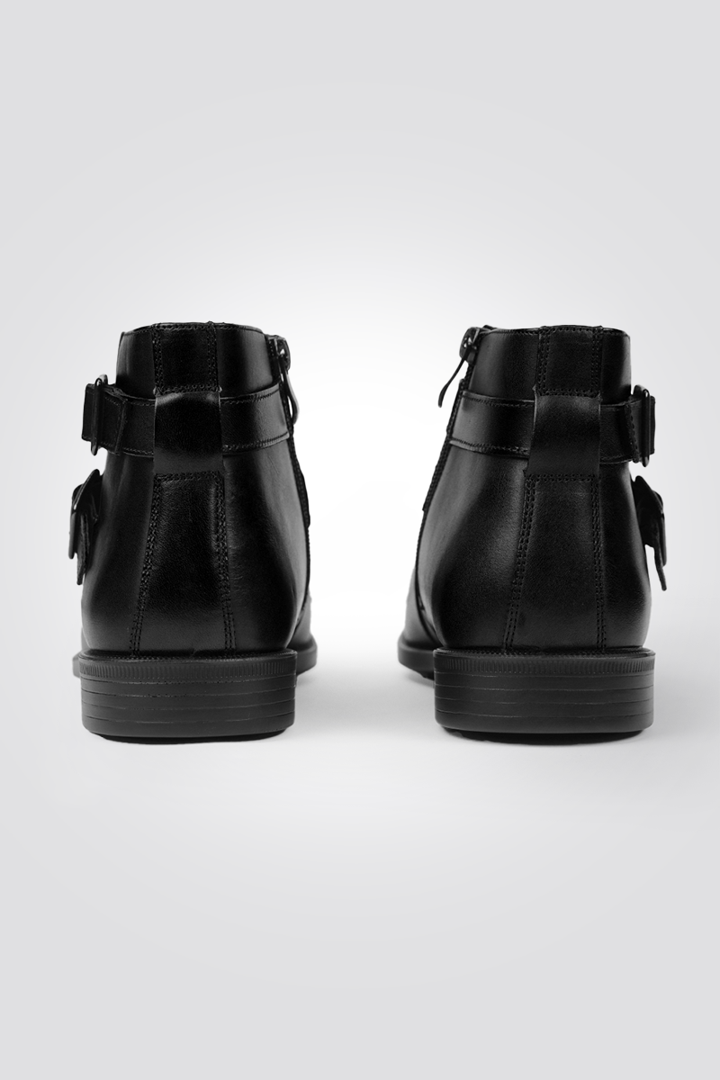 מגפוני עור לגברים בצבע שחור