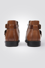 מגפוני עור לגברים בצבע חום