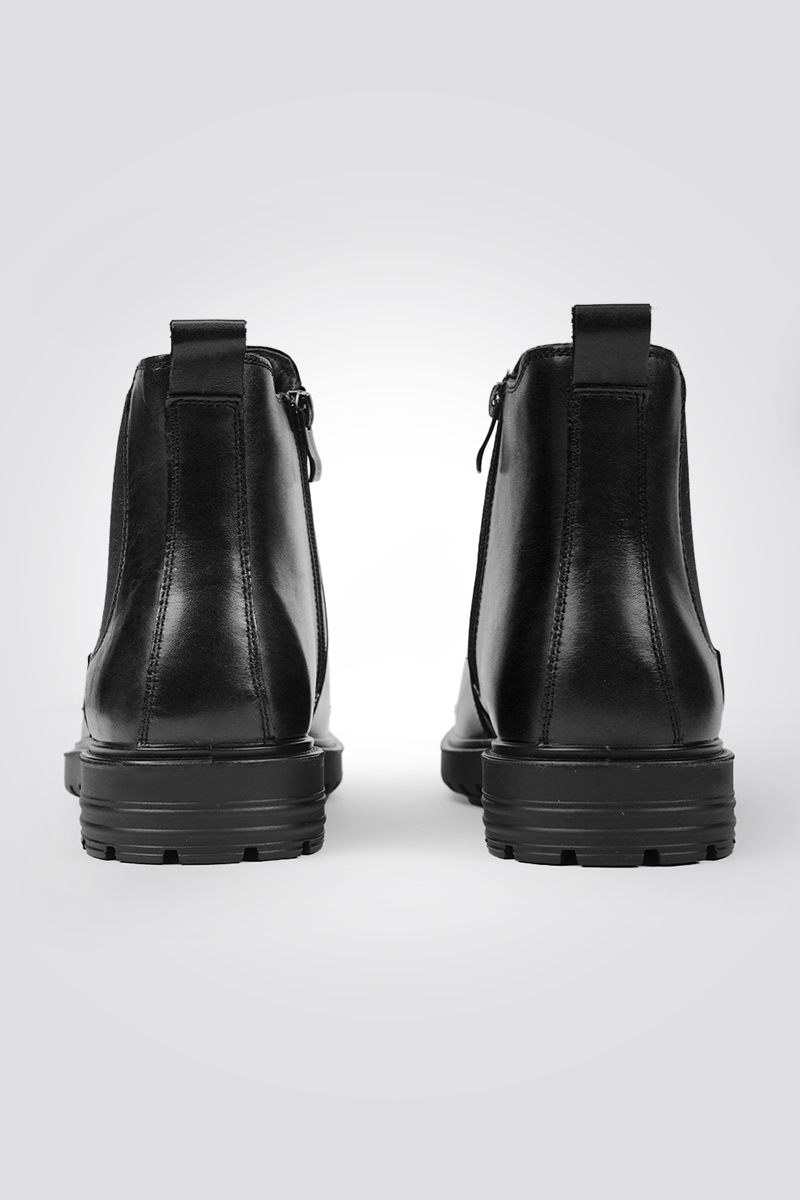 מגפוני עור לגברים בצבע שחור