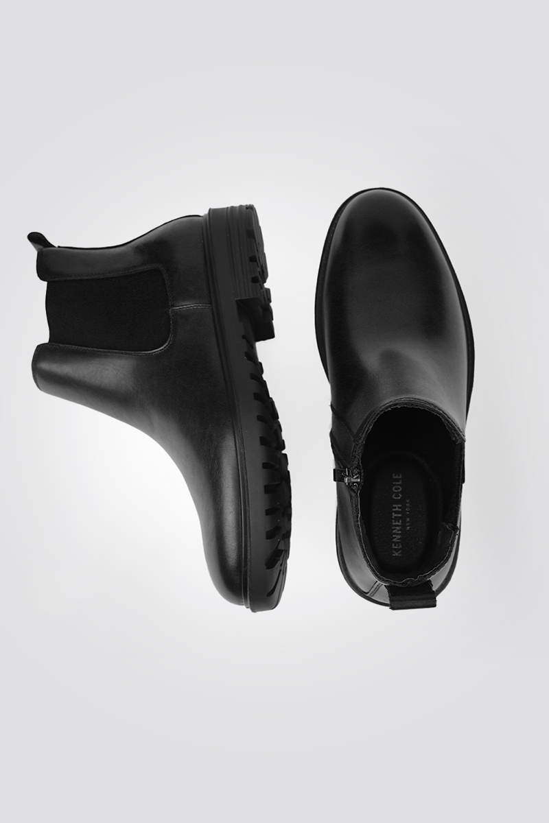 מגפוני עור לגברים בצבע שחור