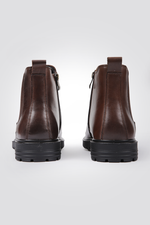 מגפוני עור לגברים בצבע חום