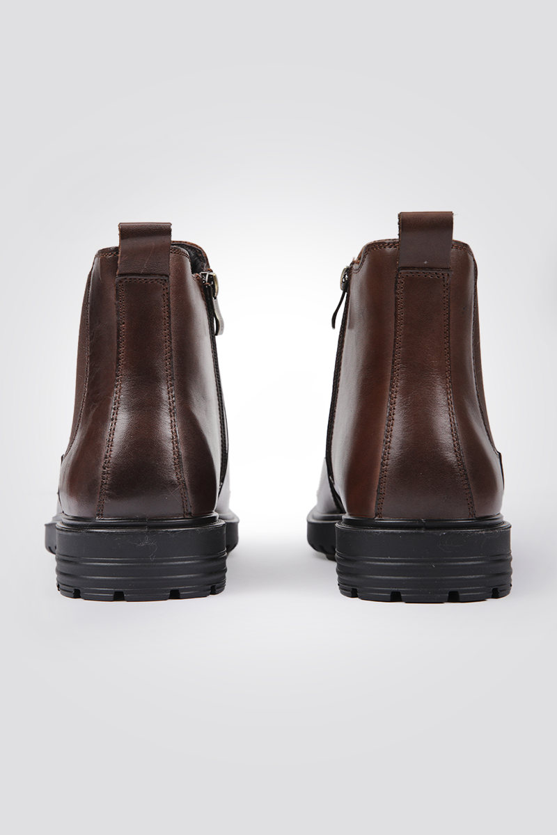 מגפוני עור לגברים בצבע חום