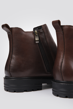 מגפוני עור לגברים בצבע חום