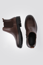 מגפוני עור לגברים בצבע חום