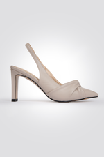 נעלי עקב שפיץ עיטור צמה בצבע בז'