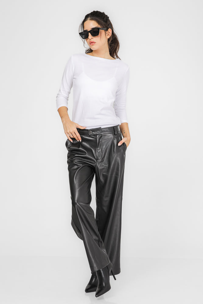 מכנסיים מתרחבים דמוי עור | קנת קול