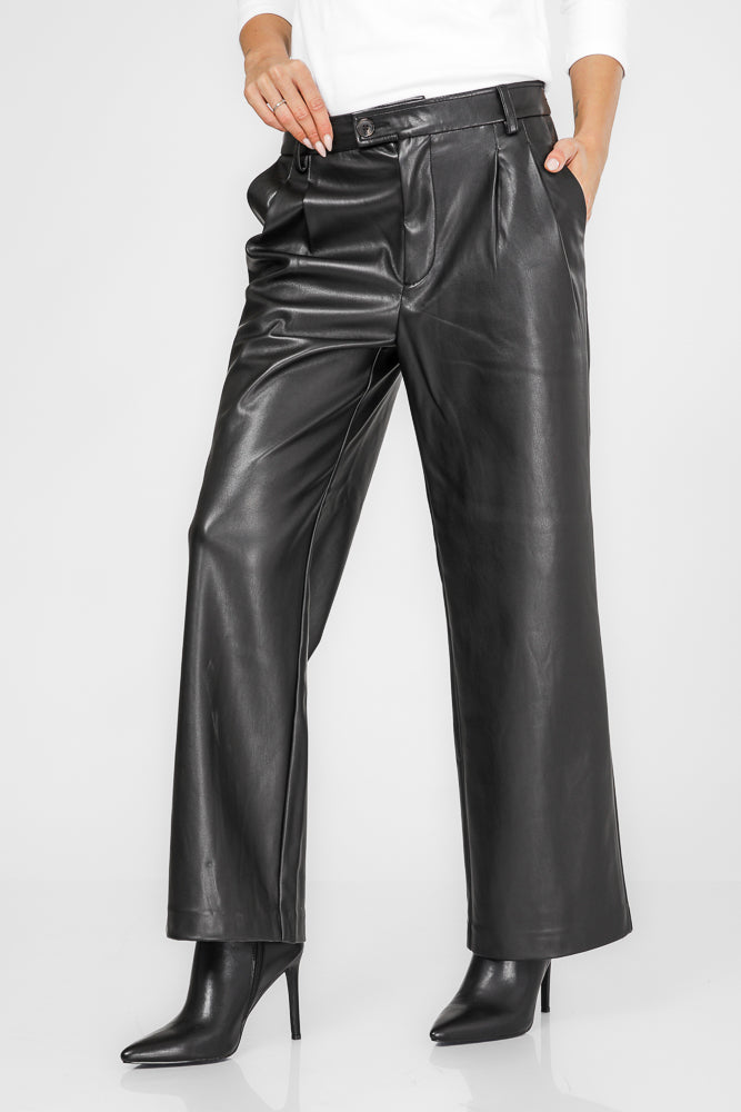 מכנסיים מתרחבים דמוי עור | קנת קול