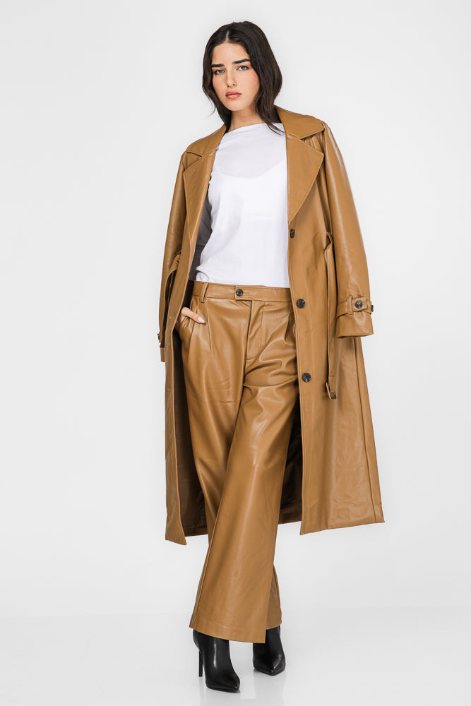 מכנסיים מתרחבים דמוי עור | קנת קול