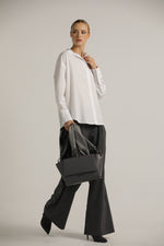 חולצה מכופתרת אוברסייז בצבע לבן | קנת קול