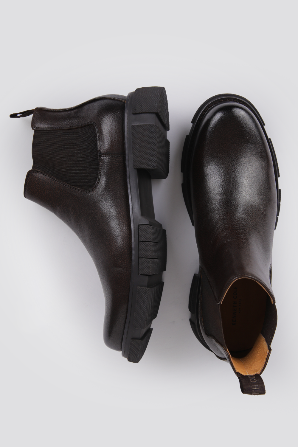 מגפוני עור לגברים בצבע חום כהה