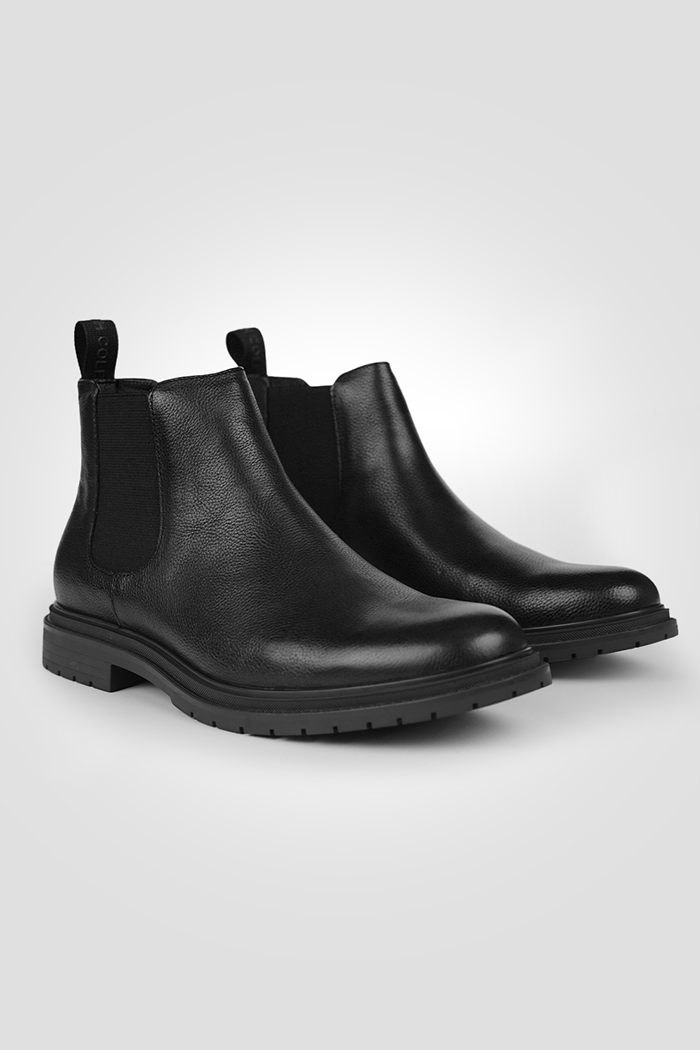 מגפוני עור לגברים בצבע שחור