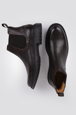 מגפוני עור לגברים בצבע חום כהה