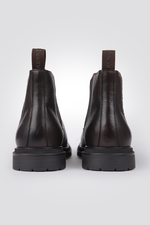 מגפוני עור לגברים בצבע חום כהה