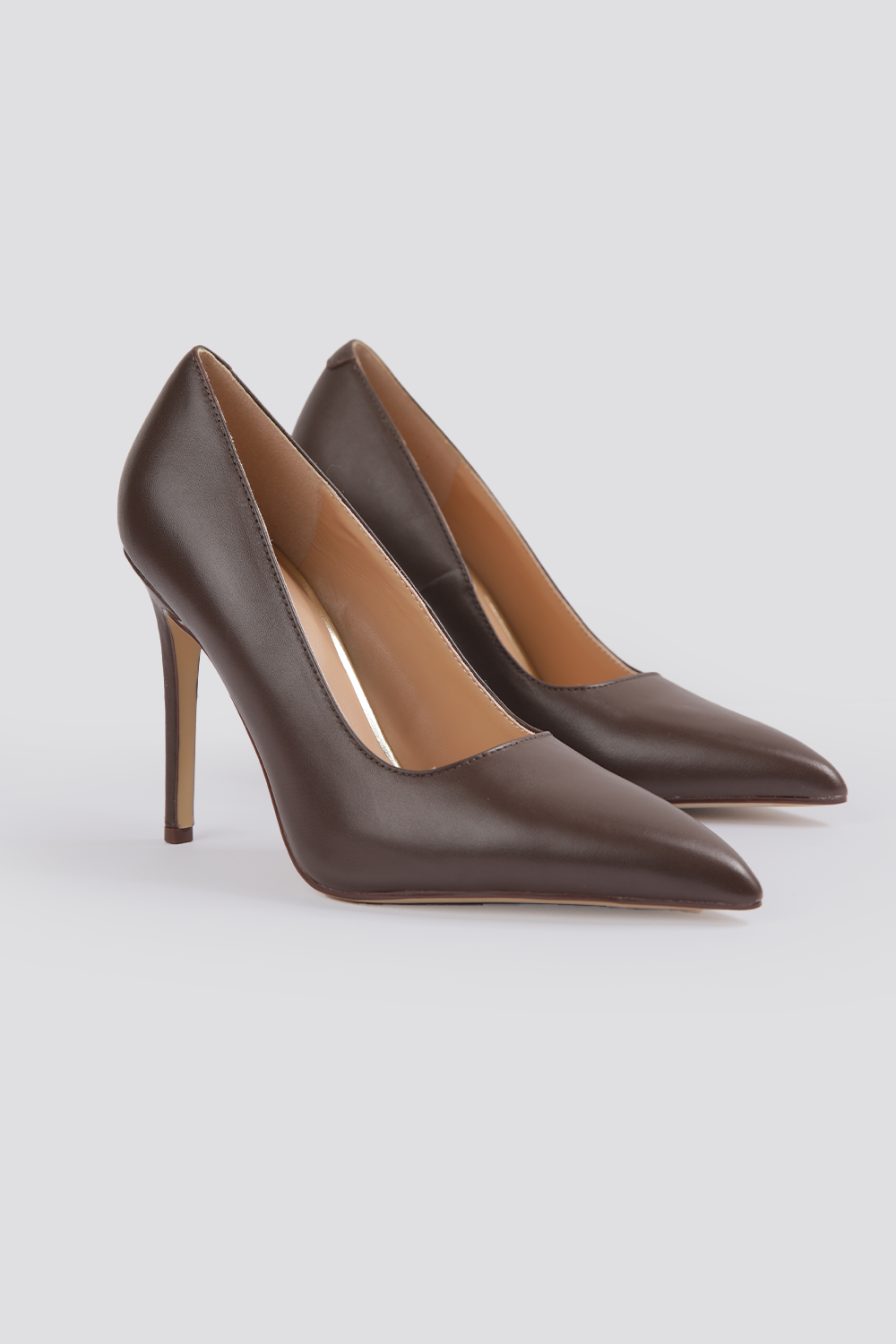 נעלי עקב סטילטו 10 ס"מ בצבע חום כהה