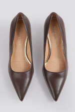 נעלי עקב סטילטו 6 ס"מ בצבע חום